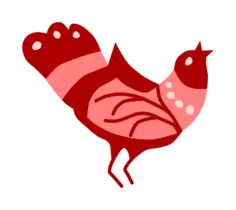 Red folk art bird vector clip art