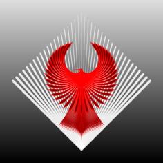 Stylized red bird vector illustration