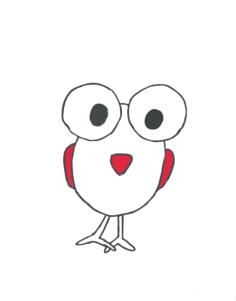 Big eyed bird color illustration