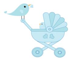 Bird taking care of its baby clip art