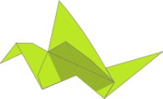 Origami flying bird color drawing
