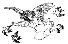 Angel flying with birds