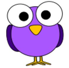 Purple big eyed bird drawing