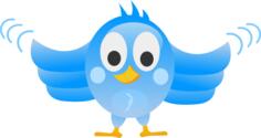 Tweeting bird with wings spread wide drawing