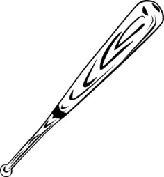Vintage wooden baseball bat in black and white image