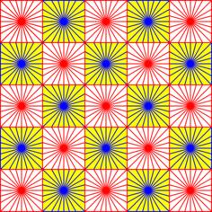 Red and blue squares pattern creating an optical illusion vector drawing