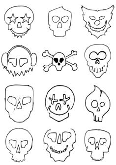 Selection of skeleton heads clip art