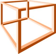 Optical illusion of an impossible orange construction vector clip art