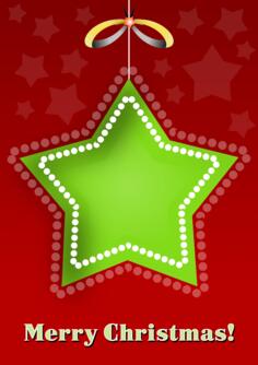 Color graphics of green snowflake Christmas greeting card