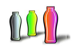 Vector illustration of three different colored drink containers