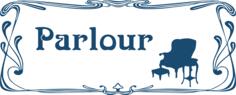 Parlour door sign in art nouveau style illustration