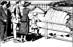 Vector illustration of family enjoying Niagara falls view
