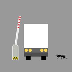Vector clip art of truck leaving a parking lot