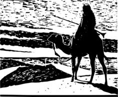 Camel rider overlooking the sand dunes vector clip art
