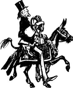 Man on a donkey with a goat vector graphics