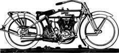 Old style motorcycle in black and white vector graphics