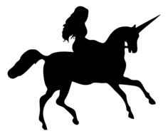 Woman riding unicorn silhouette clip art