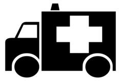 Black and white ambulance icon vector illustration