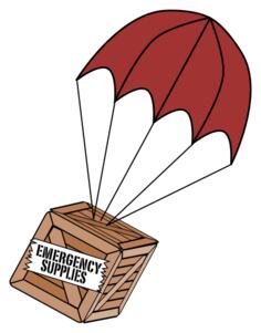 Color illustration of landing wooden box-chute