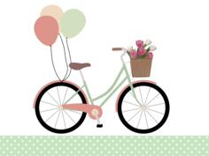 Bicycle with balloons color graphics