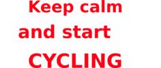 Keep calm & start cycling red and white sign vector graphics