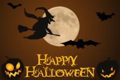 Happy Halloween wallpaper with witch illustration