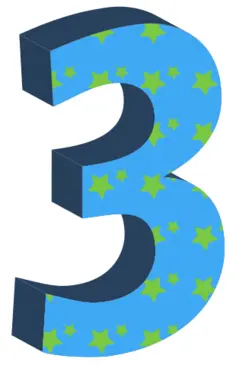 Vector drawing of blue number three