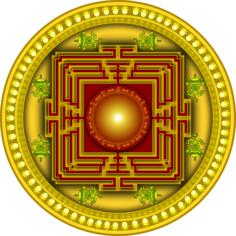 Image of yellow, red and orange mandala design