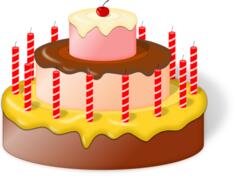 Image of birthday cake with cherry on top