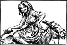 Vector image of lady sitting on a donkey backwards