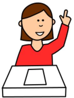 Female student asking a question vector illustration
