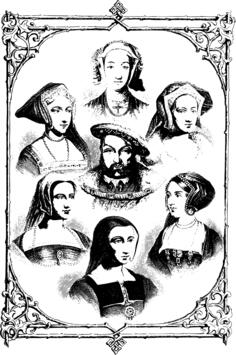 Henry VIII and wives vector illustration