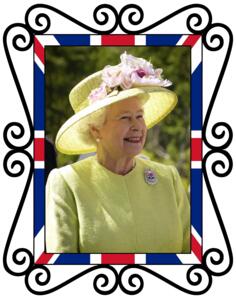 Image of color British Queen photo in standalone frame