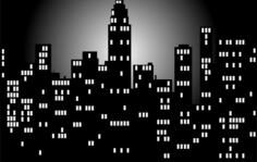 Black and white night time city skyline vector image