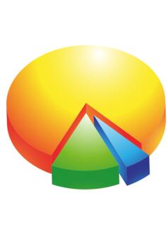Vector illustration of predominant orange pie chart