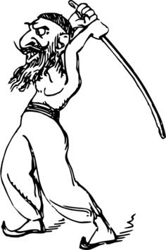 Graphics of man in oriental clothes