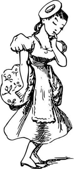 Vector graphics of maid girl comic character