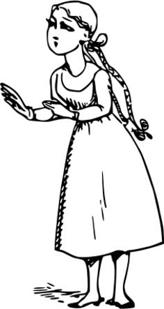 Vector clip art of young girl with two ponytails
