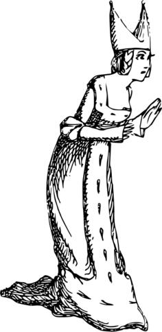 Vector image of bowing princess woman character