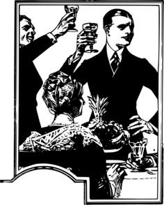 Vector image of men toasting