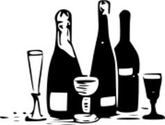 Vector image of selection of bottles and glasses