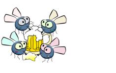 Flies drinking beer vector illustration