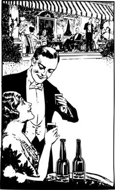 Vector image of couple toasting to each other