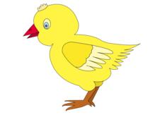 Vector image of small chick with a yellow hairstyle