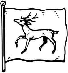 Oskenonton with a deer in black and white vector drawing