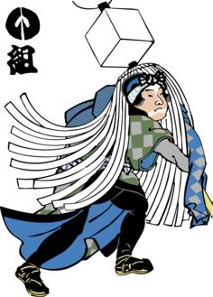 Edo firefighter running in a blue cloak vector image