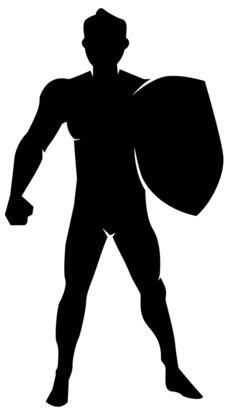 Silhouette of man with shield vector clip art