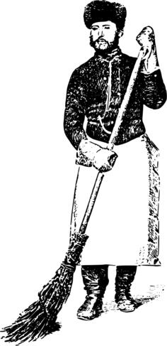 Vector clip art of traditional Russian worker with a broom