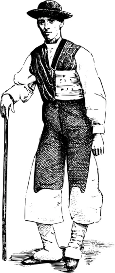 Vector graphics of man from Tenerife in 19th century clothes