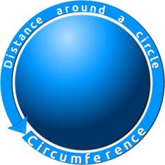 Vector clip art of diagram for circumference for young students